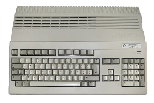 Amiga 500, an early home computer with an integrated keyboard