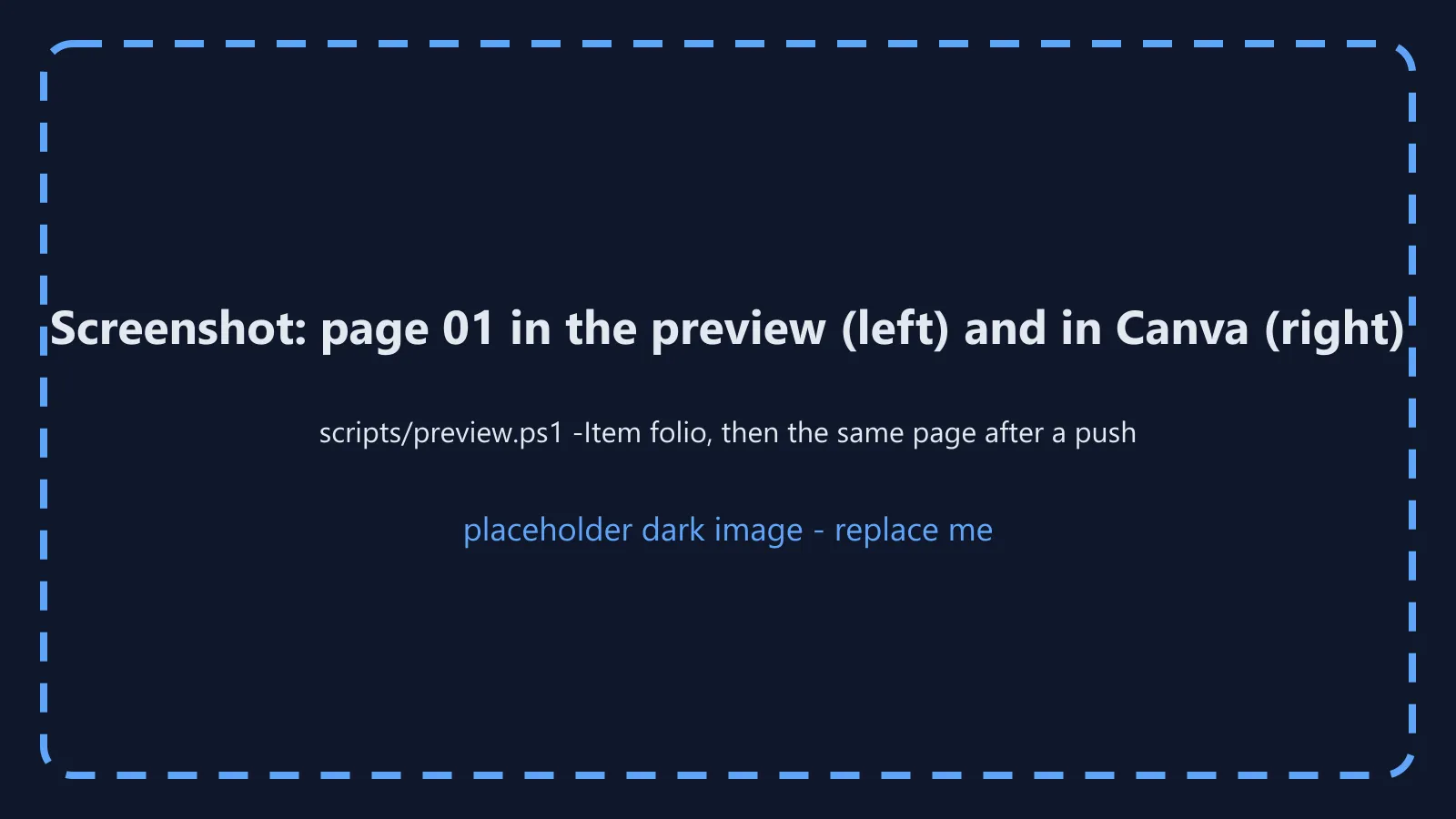 Page 1 of the folio in the browser preview on the left and the same page in Canva on the right.