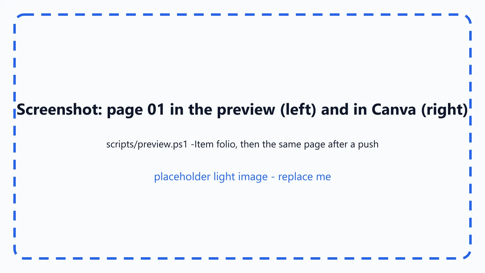 Page 1 of the folio in the browser preview on the left and the same page in Canva on the right.