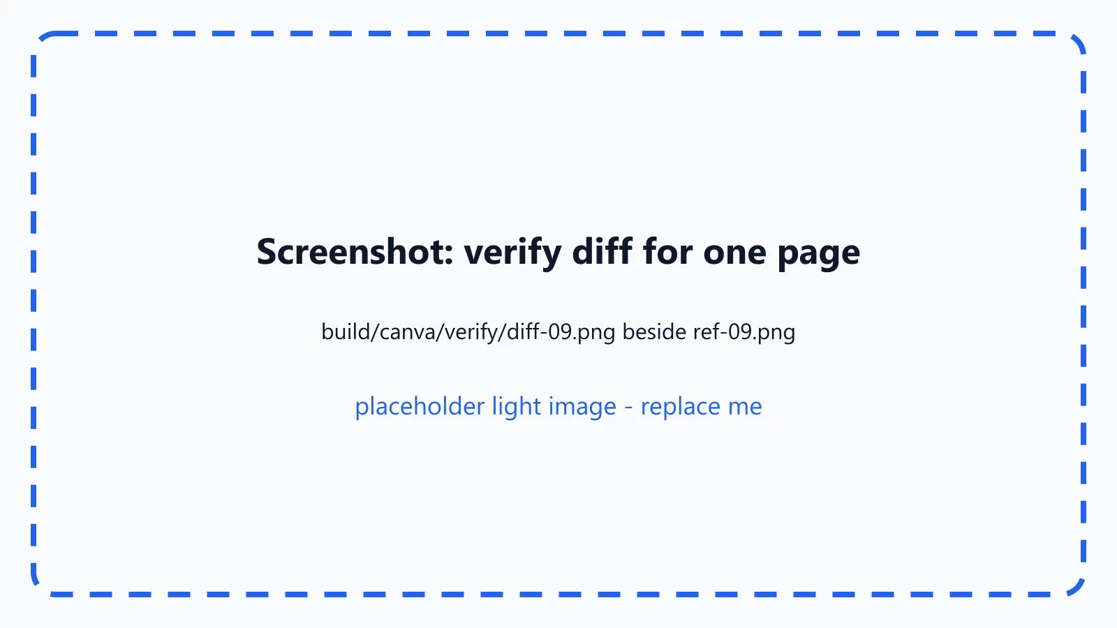 The Verify step's render of a folio page beside its pixel diff, with the few differing pixels highlighted.