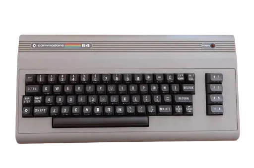 Commodore 64, an early home computer with an integrated keyboard