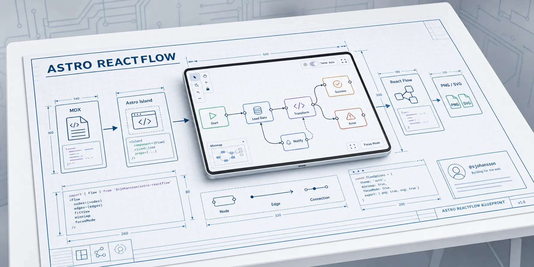 Astro React Flow illustration
