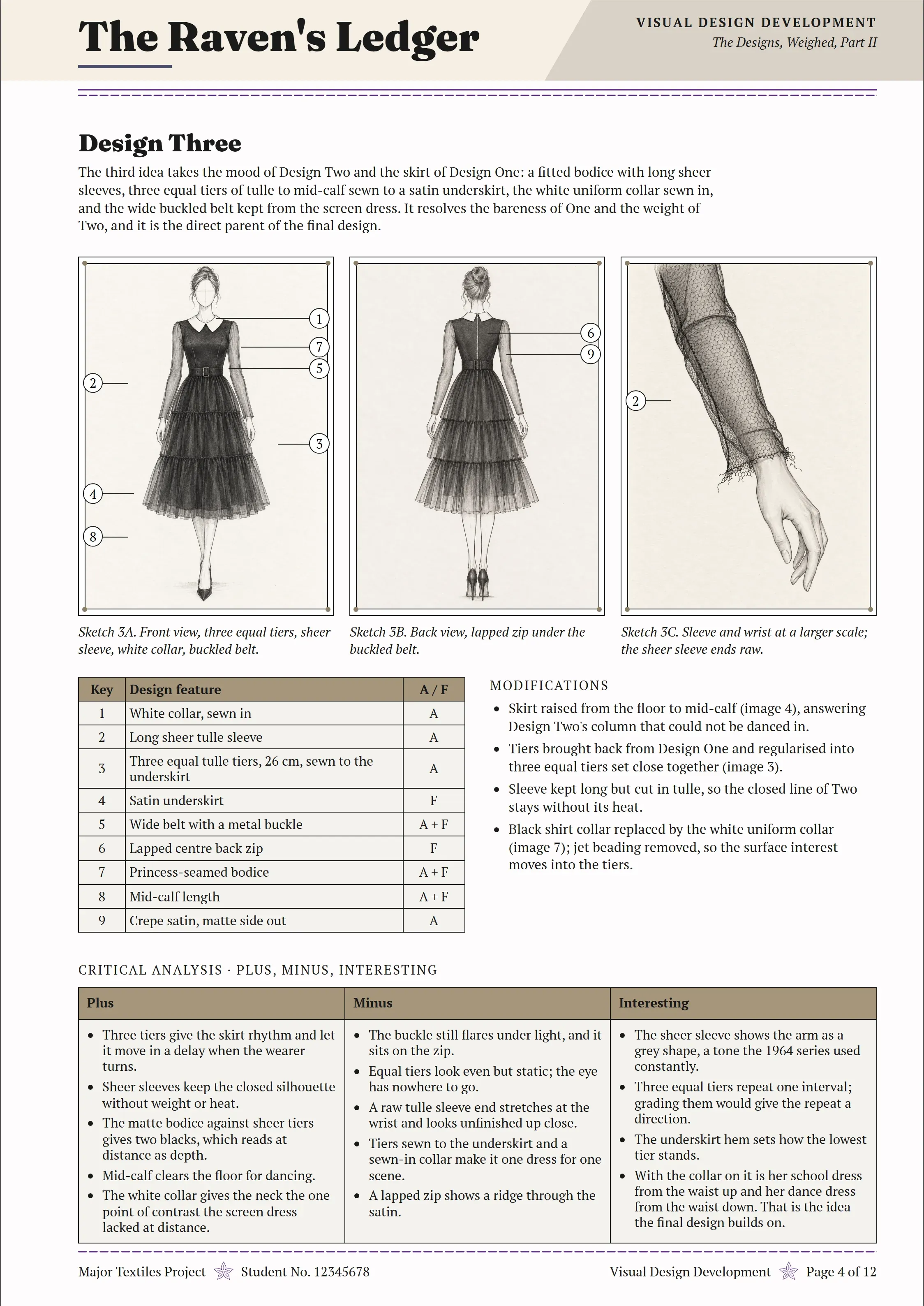 Page 4 of The Raven's Ledger folio, Visual Design Development.
